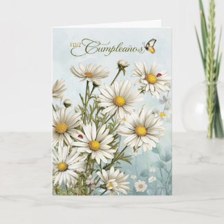 Spanish Feliz Cumpleanos Daisy Garden Birthday Card
