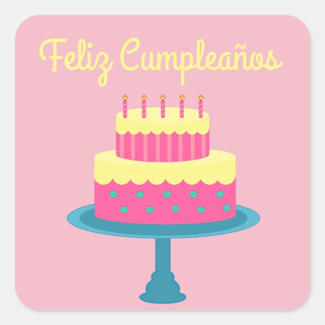 Spanish "Feliz cumpleaños," Happy Birthday Sticker (Front)