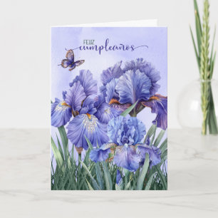 Spanish Feliz Cumpleanos Iris Garden Birthday Card