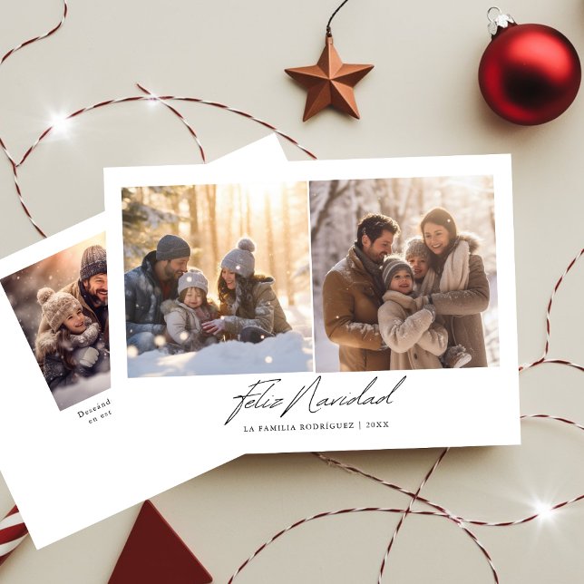 Spanish Feliz Navidad Family Fun Christmas Photo  Holiday Card (Creator Uploaded)