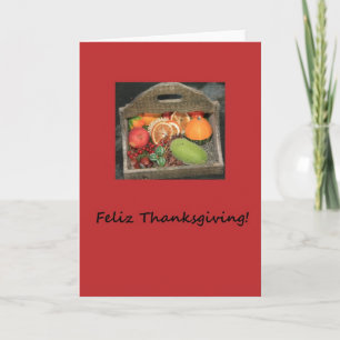 spanish feliz  thanksgiving autumn fruits holiday card