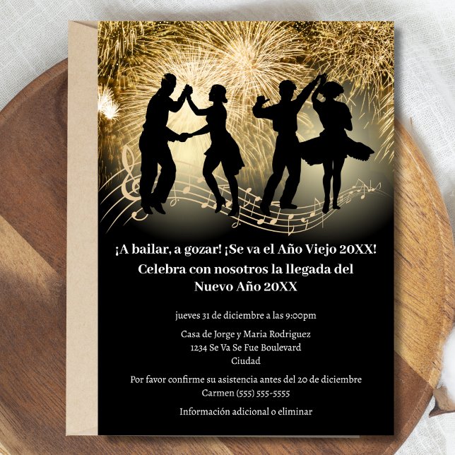 Spanish Festive Dancing New Year's Eve Party  Invitation (Creator Uploaded)