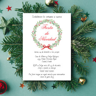 Spanish Fiesta de Navidad Wreath Christmas Party Invitation