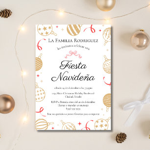 Spanish Fiesta Navideña Gold & Red Christmas Party Invitation