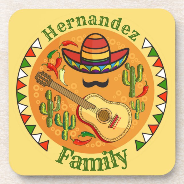Spanish Fiesta Personalized NAME Fun Cinco De Mayo Coaster (Front)