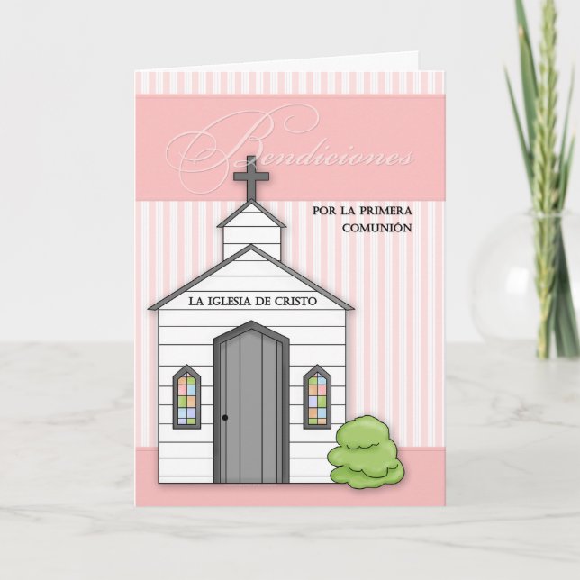 Spanish First Communion Pink with Chapel Card (Front)