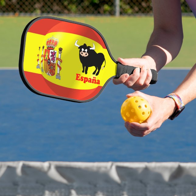 Spanish Flag Black Bull Pickleball Paddle (Insitu)