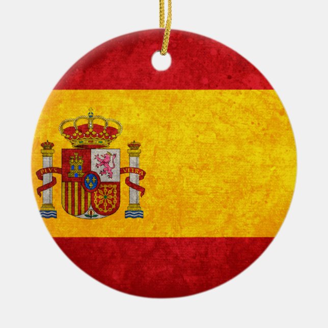 Spanish Flag Ceramic Tree Decoration (Front)