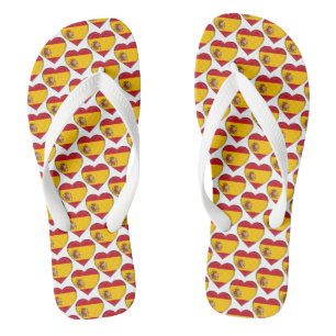Spanish Flag Colours Hearts Pattern Patriotic Thongs