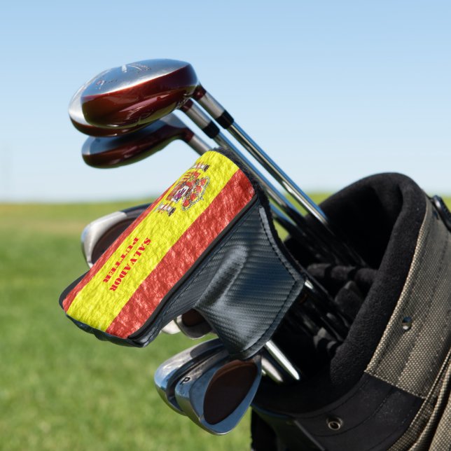 Spanish Flag Design Golf Head Cover (In Situ)