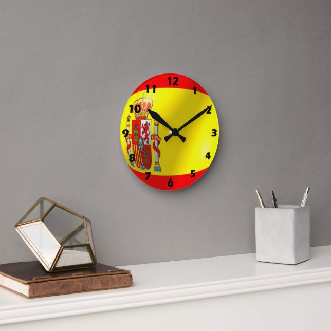 Spanish Flag Design Round Clock (Office)