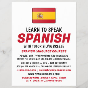 Spanish Flag, Spanish Language Course Advertising Flyer