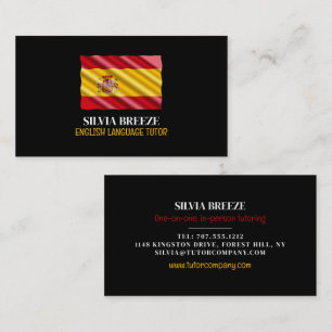 Spanish Flag, Spanish Language Tutor, Teacher Business Card