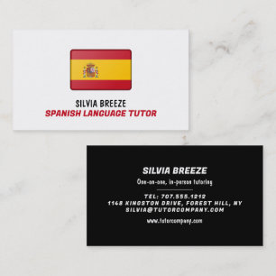 Spanish Flag, Spanish Language Tutor, Teacher Business Card