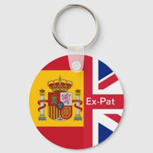 spanish flag, Union Jack Ex-Pat Key Ring