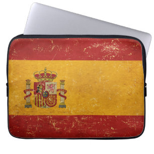 Spanish Flag Vintage Grunge Design Laptop Sleeve