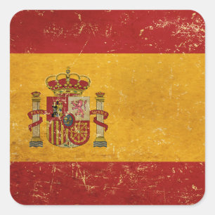 Spanish Flag Vintage Grunge Design Square Sticker