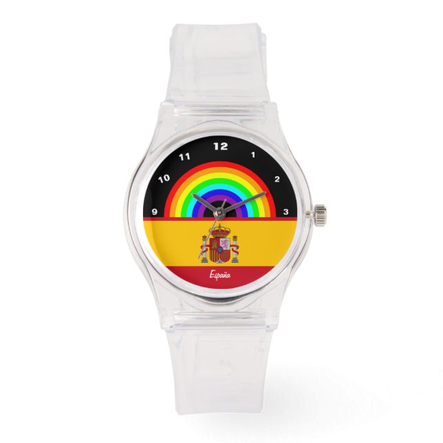 Spanish Flag watch, love España, Spain rainbow Watch (Front)