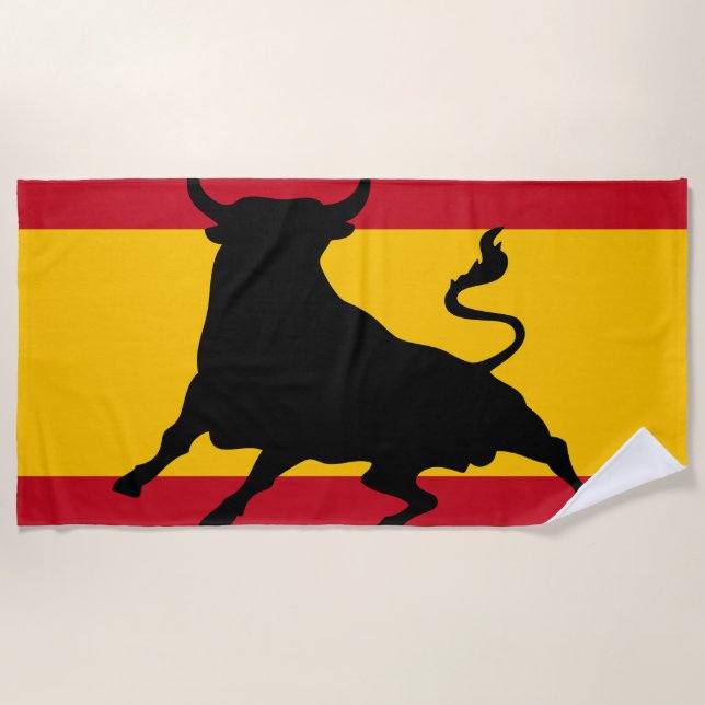 Spanish flag with bull beach towel (Front)