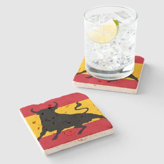Spanish flag with bull stone coaster (Side)