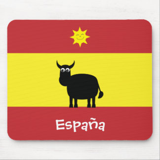 Spanish Flag With Cute Bull & Smiling Sun Mouse Pad