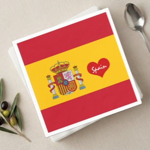 Spanish flag with red heart fashion /sports fans napkin