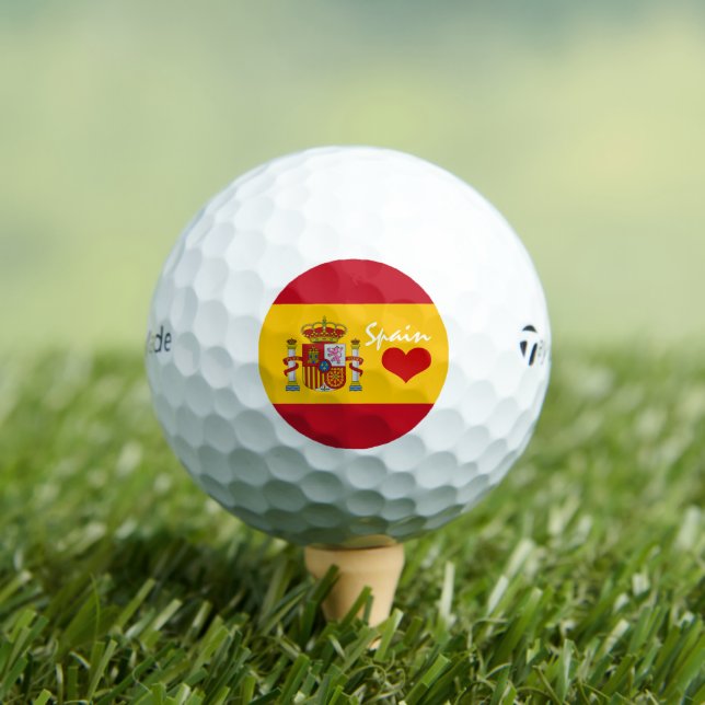Spanish flag with red heart /golfing fans golf balls (Insitu Tee)