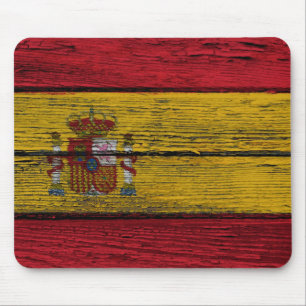 Spanish Flag with Rough Wood Grain Effect Mouse Pad