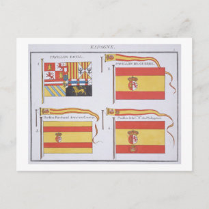 Spanish Flags, from a French book of Flags, c.1819 Postcard