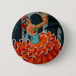 Spanish Flamenco Dancer Sticker 6 Cm Round Badge
