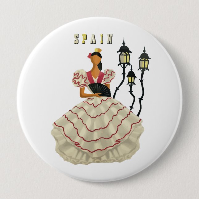 Spanish Flamenco Dancer woman Spain Travel Art    10 Cm Round Badge (Front)