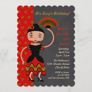 Spanish Flamengo  girl Birthday Party invitation