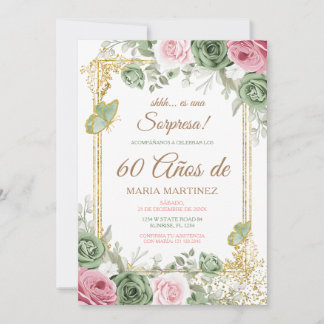 Spanish Floral Fiesta Sorpresa 60 Años Birthday Invitation