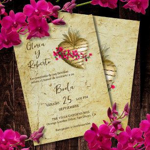 Spanish, Floral Milagro Heart Mexican Wedding Invitation