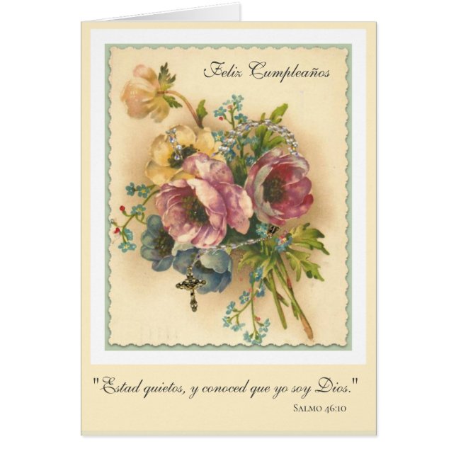 Spanish Floral Rosary Birthday Religious Scripture (Front)