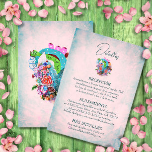 Spanish Flowers Heart Mexican Wedding Details Card