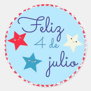 Spanish Fourth of July Patriotic Star Classic Round Sticker