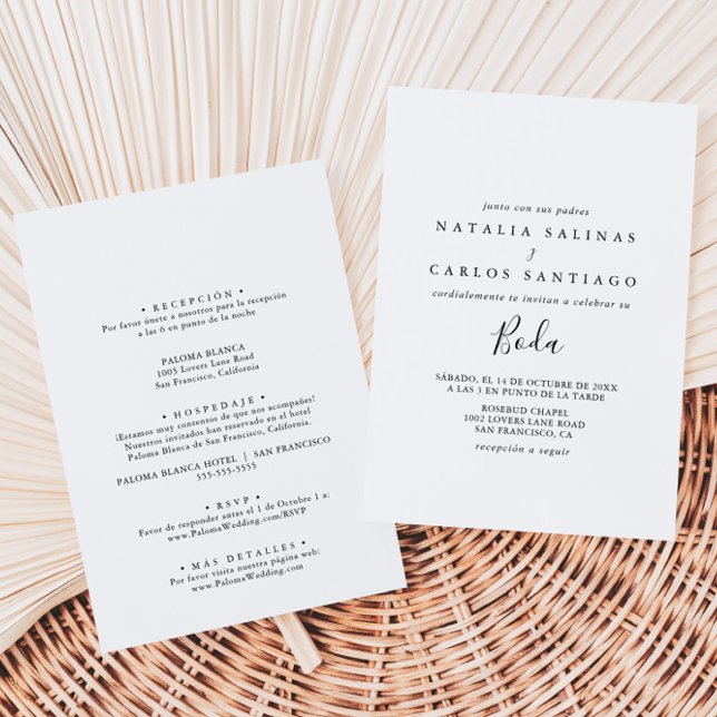 Spanish Front & Back Wedding Invitation (Creator Uploaded)