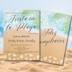 Spanish Fun Beach Sand Shore 40th Birthday Party Invitation