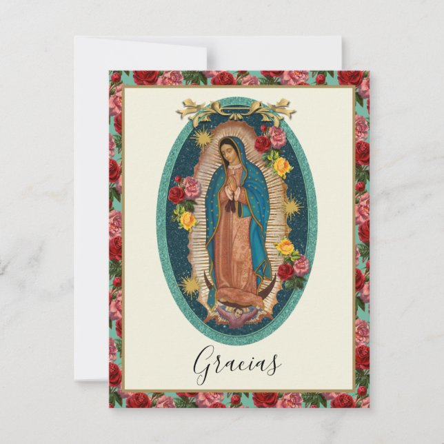 Spanish Funeral Guadalupe Religious Thank You (Front)