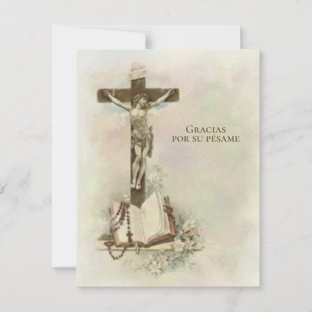 Spanish  Funeral Sympathy Holy Card Thank You (Front)