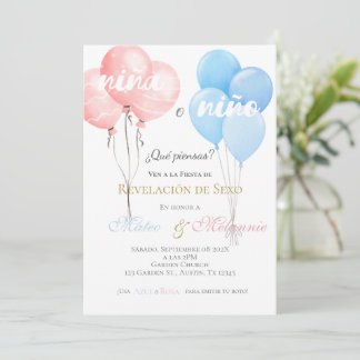 Spanish Gender Reveal Invitation