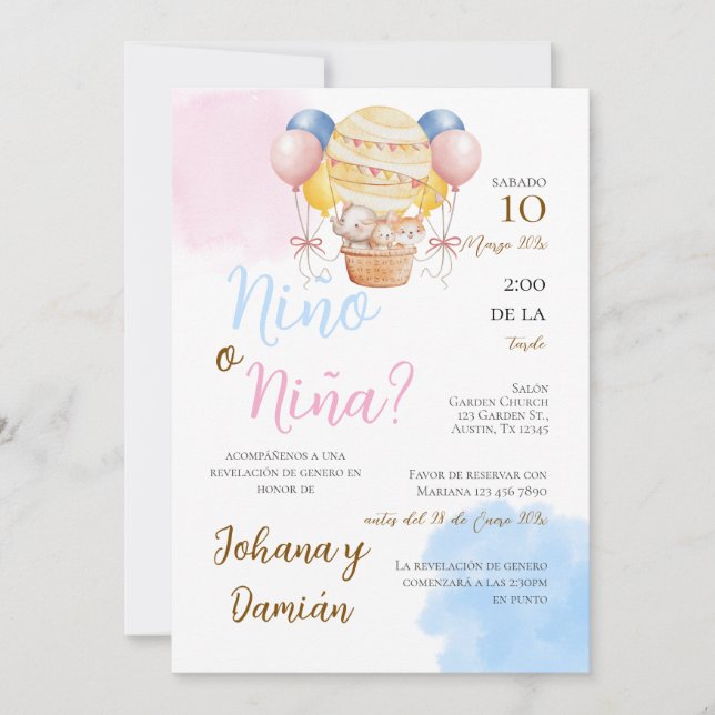 Spanish Gender Reveal Invitation (Front)