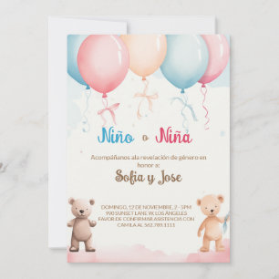 Spanish Gender Reveal Invitation Azul o Rosa