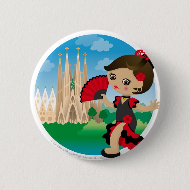 Spanish girl 6 cm round badge (Front)