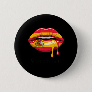 Spanish Girl Lips Art for Proud Ladies Summer 6 Cm Round Badge