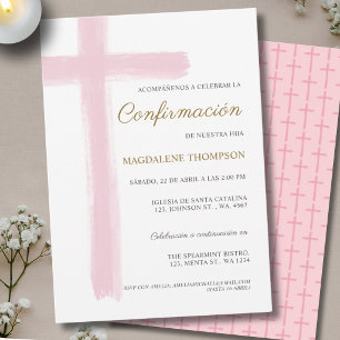  Spanish Girl Pink Confirmation Confirmacion Invitation