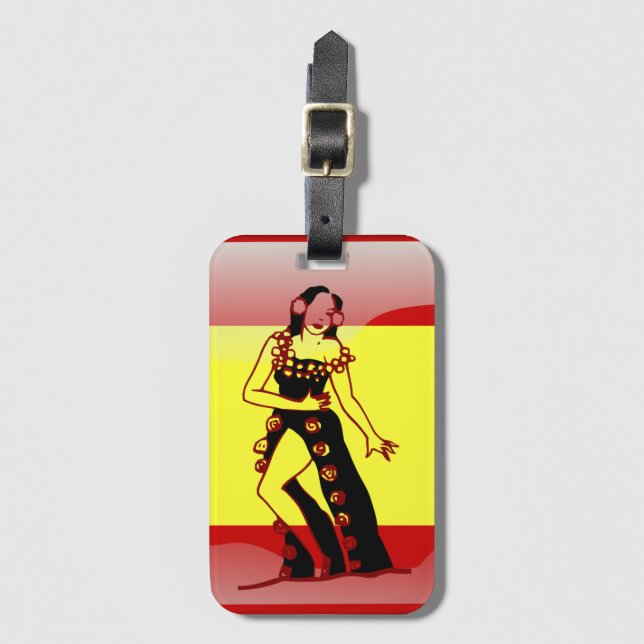 Spanish glossy flag luggage tag (Front Vertical)