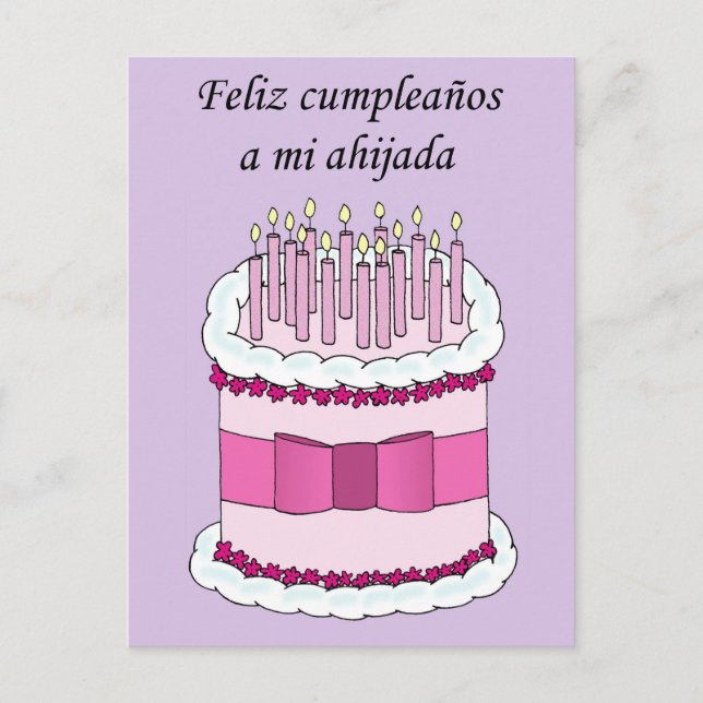Spanish Goddaughter Happy Birthday Postcard (Front)