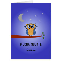 Spanish good luck personalised owl